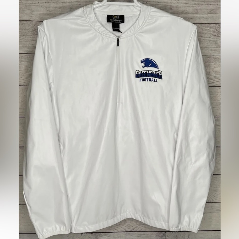 X Grain 1/4 Zip Pullover Windbreaker White Men's Size Large Greenbrier Football